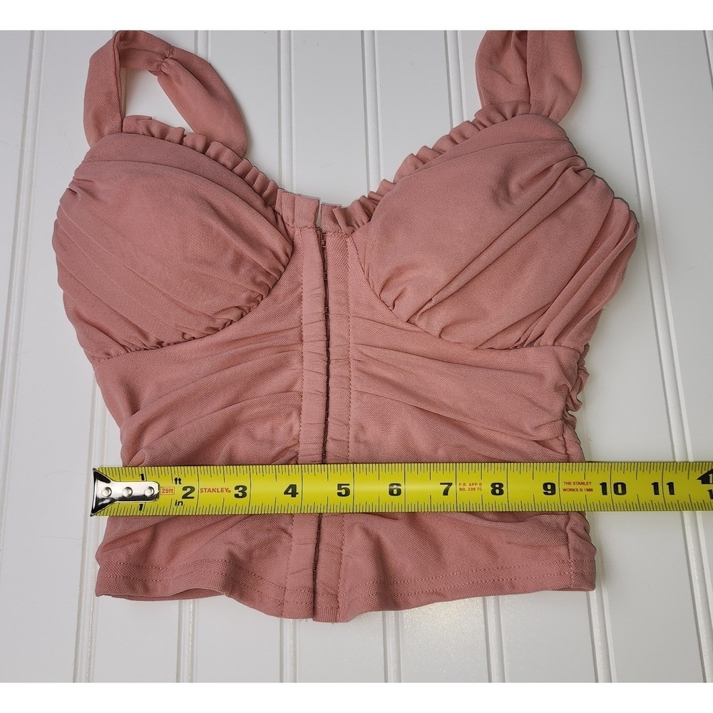 Windsor Ruched Mesh Corset Top Women XS Coquette Bustier Hook Front - Picture 3 of 8